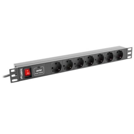 Lanberg PDU-07F-0200-BK Regleta 1U 7 Salidas Schuko 16A Negra